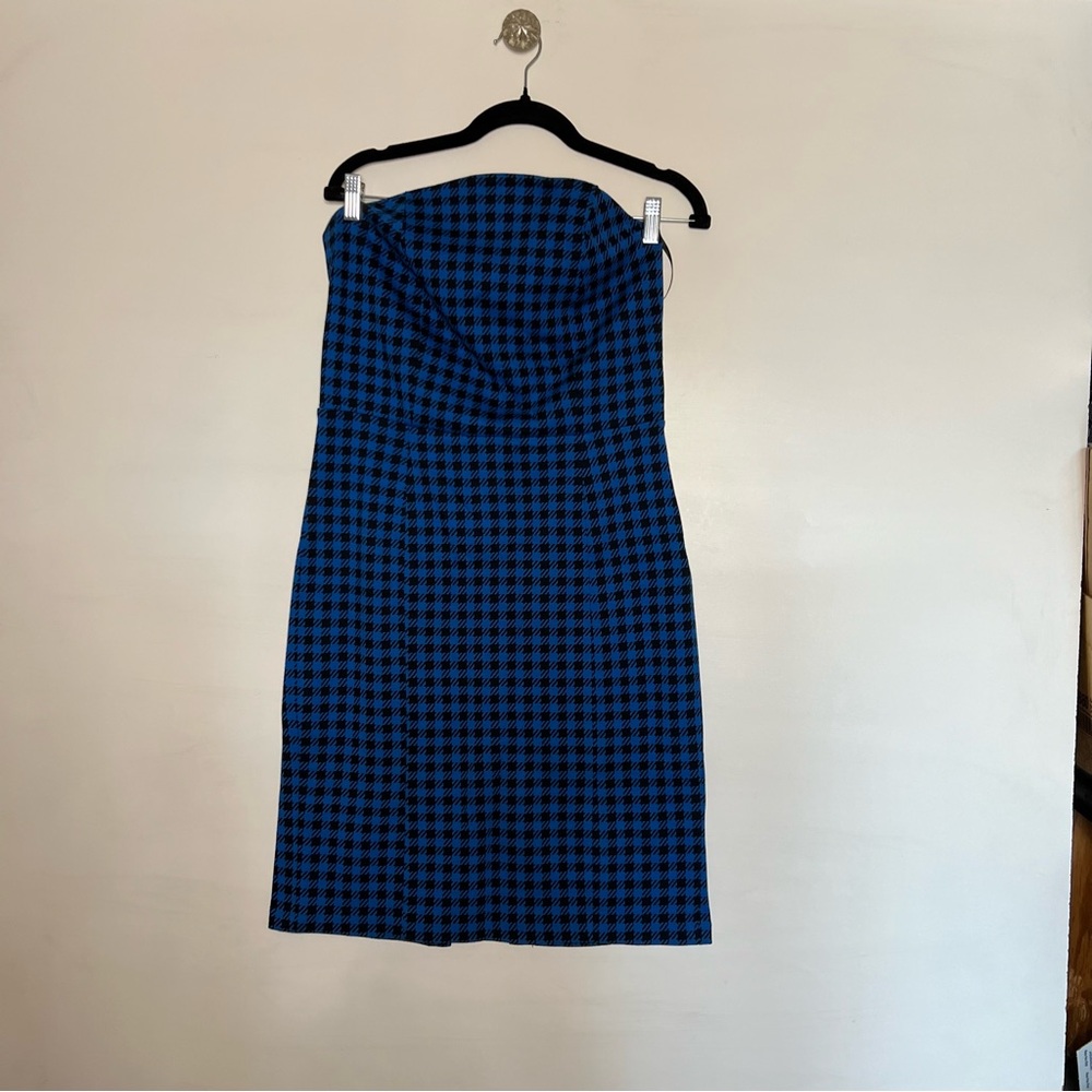 Go International. Blue and Black Strapless Dress size 8